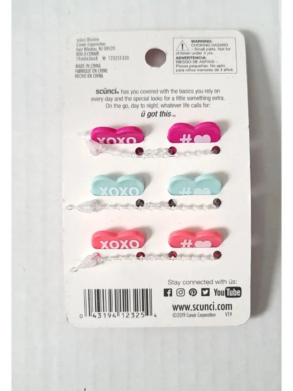 Scunci Mixed Lot 6pc Mini Heart Jaw Clips, 10pc Snap Clips, 12 pc Elastic NEW